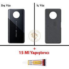 Arsking Infinix Note 7 Siyah Uyumlu Arka Kapak + B7000 Yapıştırıcı Arka Cam Batarya Pil Kapağı Lazer Kesim