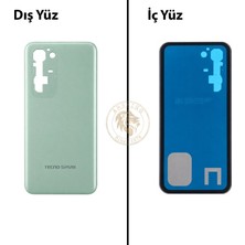 Arsking Tecno Spark 40 Pro Plus Yeşil Uyumlu Arka Kapak Arka Cam Batarya Pil Kapağı Lazer Kesim Back Cover