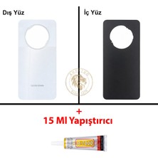 Arsking Tecno Spark 30 Beyaz Uyumlu Arka Kapak + B7000 Yapıştırıcı Arka Cam Batarya Pil Kapağı Lazer Kesim