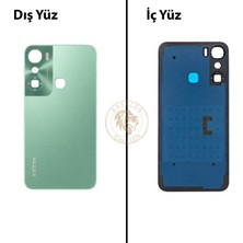 Arsking Infinix Hot 12 Pro Yeşil Uyumlu Arka Kapak Arka Cam Batarya Pil Kapağı Lazer Kesim Back Cover