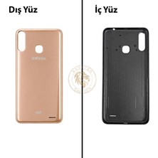 Arsking Infinix Hot 7 Gold Uyumlu Arka Kapak Arka Cam Batarya Pil Kapağı Lazer Kesim Back Cover