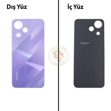 Arsking Infinix Hot 30 Play Mor Uyumlu Arka Kapak Arka Cam Batarya Pil Kapağı Lazer Kesim Back Cover