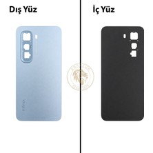 Arsking Infinix Hot 50 Pro Mavi Uyumlu Arka Kapak Arka Cam Batarya Pil Kapağı Lazer Kesim Back Cover