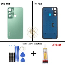 Arsking Infinix Hot 12 Pro Yeşil Uyumlu Arka Kapak + Yapıştırıcı ve Vida Seti Arka Cam Batarya Pil Kapağı