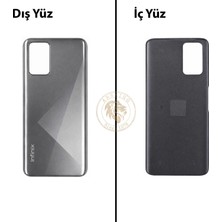 Arsking Infinix Note 8 Gümüş Uyumlu Arka Kapak Arka Cam Batarya Pil Kapağı Lazer Kesim Back Cover