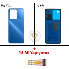Arsking Infinix Note 12 Mavi Uyumlu Arka Kapak + B7000 Yapıştırıcı Arka Cam Batarya Pil Kapağı Lazer Kesim