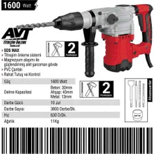 İYİSİYOK 1600W Sds Max Profesyonel Kırıcı Delici Matkap 10 Joule - Titreşim Önlemeli Pvc Çantalı