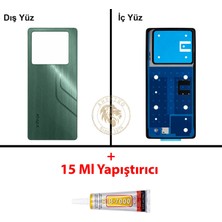 Arsking Infinix Note 40 Yeşil Uyumlu Arka Kapak + B7000 Yapıştırıcı Arka Cam Batarya Pil Kapağı Lazer Kesim