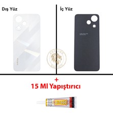 Arsking Infinix Hot 30 Play Beyaz Uyumlu Arka Kapak + B7000 Yapıştırıcı Arka Cam Batarya Pil Kapağı
