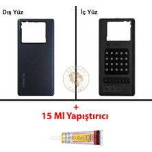 Arsking Infinix Note 40 Pro 5g Siyah Uyumlu Arka Kapak + B7000 Yapıştırıcı Arka Cam Batarya Pil Kapağı