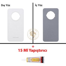 Arsking Tecno Spark 30C Beyaz Uyumlu Arka Kapak + B7000 Yapıştırıcı Arka Cam Batarya Pil Kapağı Lazer Kesim