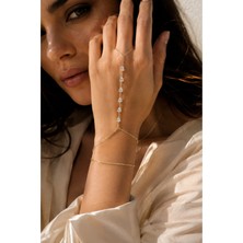 Hector&Co. Jewellery Altın Kaplama Taşlı Şahmeran El Zinciri – Zarif ve Işıltılı Modern Tasarım ✨