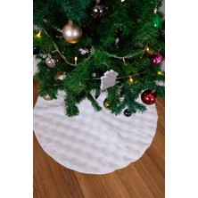 Aymira Home Peluş Beyaz Yılbaşı Çam Ağacı Altı Ayak Örtüsü Yıkanabilir Kumaş Kurdeleli 100 cm