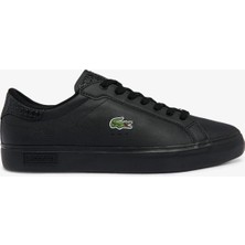 Lacoste Sport Pover Court 1121-1 Sma Leather Mens Sneaker Hakiki Deri Erkek Günlük Spor Ayakkabı Siyah