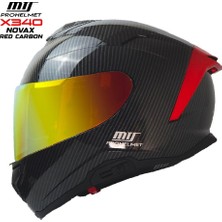 Mts X340 Full Face Güneş Vizörlü Kask (Novax Red Carbon)