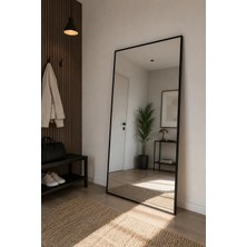 Effe Yapı Dekor Siyah Metal Çerçeveli Dikdörtgen AYAKLI180X100 cm Boy Aynası