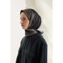 QEF Desenli Twill Eşarp Mix Duman
