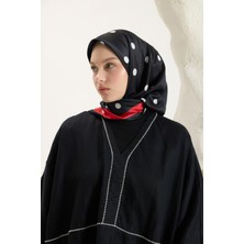 QEF Desenli Twill Eşarp Puantiye Siyah