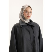 QEF Desenli Twill Eşarp Garden Füme