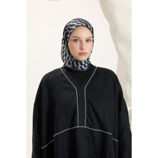 QEF Desenli Twill Eşarp Dama Siyah