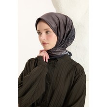 QEF Desenli Twill Eşarp Leopar Kahve