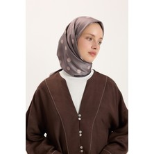 QEF Desenli Twill Eşarp Puantiye Kahve