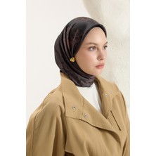 QEF Desenli Twill Eşarp Prime Kahve