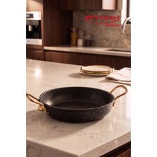 EVREN MUTFAK 18 cm Gold Stone Granit Pırlanta Sahan, Non-Stick Yumurta Omlet Tavası 18 cm (Çelik Kulp)