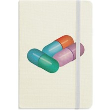 Diy Thinker Dıythinker Kapsül Hap Sağlık Bakım Ürünleri Desen Defter Kumaş Sert Kapak Klasik Günlük A5 A5 (144 x