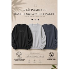 Damga 3 Adet Erkek Pamuklu Baskılı Regular Fit Sweatshirt