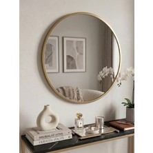 Ersan Dizayn Gold Metal Çerçeveli Yuvarlak Ayna 80 cm