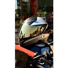 Agv K1 S Lap Matt Black Grey Red Kapalı Kask ( Gold Vizör + Şeffaf Vizör )