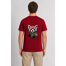 Wakha Erkek Macera Seven Kızıl Panda Baskı Tasarımı Sırt Baskılı - Kırmızı