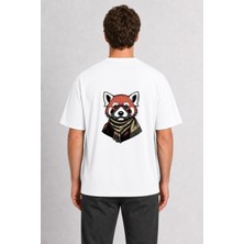Wakha Erkek Macera Seven Kızıl Panda Baskı Tasarımı Sırt Baskılı - Beyaz Tişört