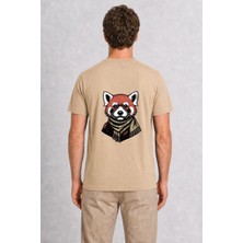 Wakha Erkek Macera Seven Kızıl Panda Baskı Tasarımı Sırt Baskılı - Krem