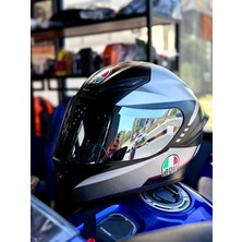 Agv K1 S Lap Matt Black Grey Red Kapalı Kask ( Silver Vizör + Şeffaf Vizör )