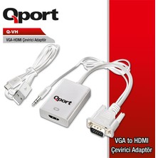 Belirtilmemiş Qport Q-Vh VGA To HDMI Dönüştürücü + Ses Kablosu (Vga+Hdmı)