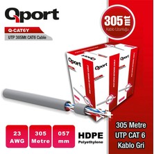 Belirtilmemiş Qport Q-CAT6Y 305M Utp 0,57MM Cat6 23 Awg Grı Kablo