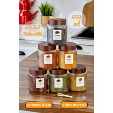 Roslina 6'lı Çizgili Kalın Cam Kavanoz Baharatlık Bakliyat Saklama Kavanozu Seti 650 ml