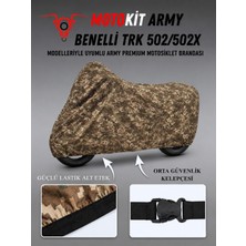 Kıyak Moto Benelli Trk 502 / 502X Army Premium Kamuflaj Desenli Suya ve Güneş Işınlarına Dayanıklı Motosiklet Brandası