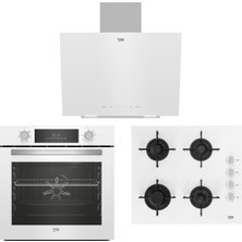 Beko Beyaz Cam Ankastre Set  ( BFC 331 B - BOCD T 6012 EB- BDE 6041 B )
