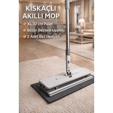 Hansel Tüm Bezlerle Uyumlu Click Akıllı Mop Paleti Xl Kıskaçlı Mop – El Değmeden Mop Aparatı Cam Çek Çek
