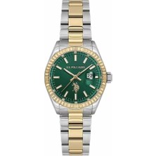 U.s. Polo Assn. USPA2140-03 Quartz Çelik Gri Altın Rengi Yeşil Kadran 32 mm Kadın Kol Saati