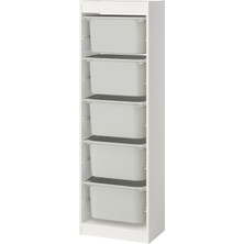 IKEA Modern Beyaz Oyuncak Saklama Ünitesi 46X30X145 cm - Çocuk Odası Iskandinav Tarzı Sağlam Ahşap Depolama Ünitesi - Modüler Yapı