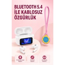 Bluetooth 5.4 Kablosuz Kulaklık Pembe Askılı Analog Charm Saat Ikili Set - Lisinya