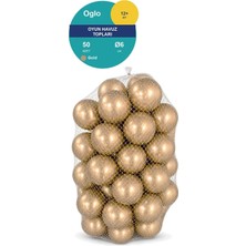 Oglo Gold Havuz Topu 50 Adet — Yumuşak Oyun Havuzu Topları, Filede 1+ Yaş