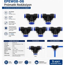 Firetech EPEW08-06 Epew Pnömatik Redüksiyon Tee 8 mm - 6 mm Pnömatik (5 Adet)