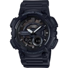 Casio Digital Erkek Kol Saati AEQ-110W-1BVDF Suya Dayanıklı 10 ATM Siyah Silikon Kordon