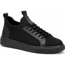 Beskar Tam Siyah Triko Erkek Sneaker - Yumuşak Iç Tabanlı Nefes Alan Rahat Günlük Spor Ayakkabı Kb 112