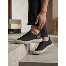 Beskar BA0248 Boa Siyah Bej Taban Esnek Bağcıklı Ultra Hafif Nefes Alan Sneaker Ayakkabı